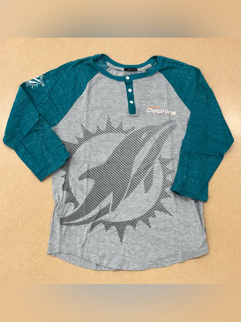 NFL Miami Dolphins team logo baseball henley